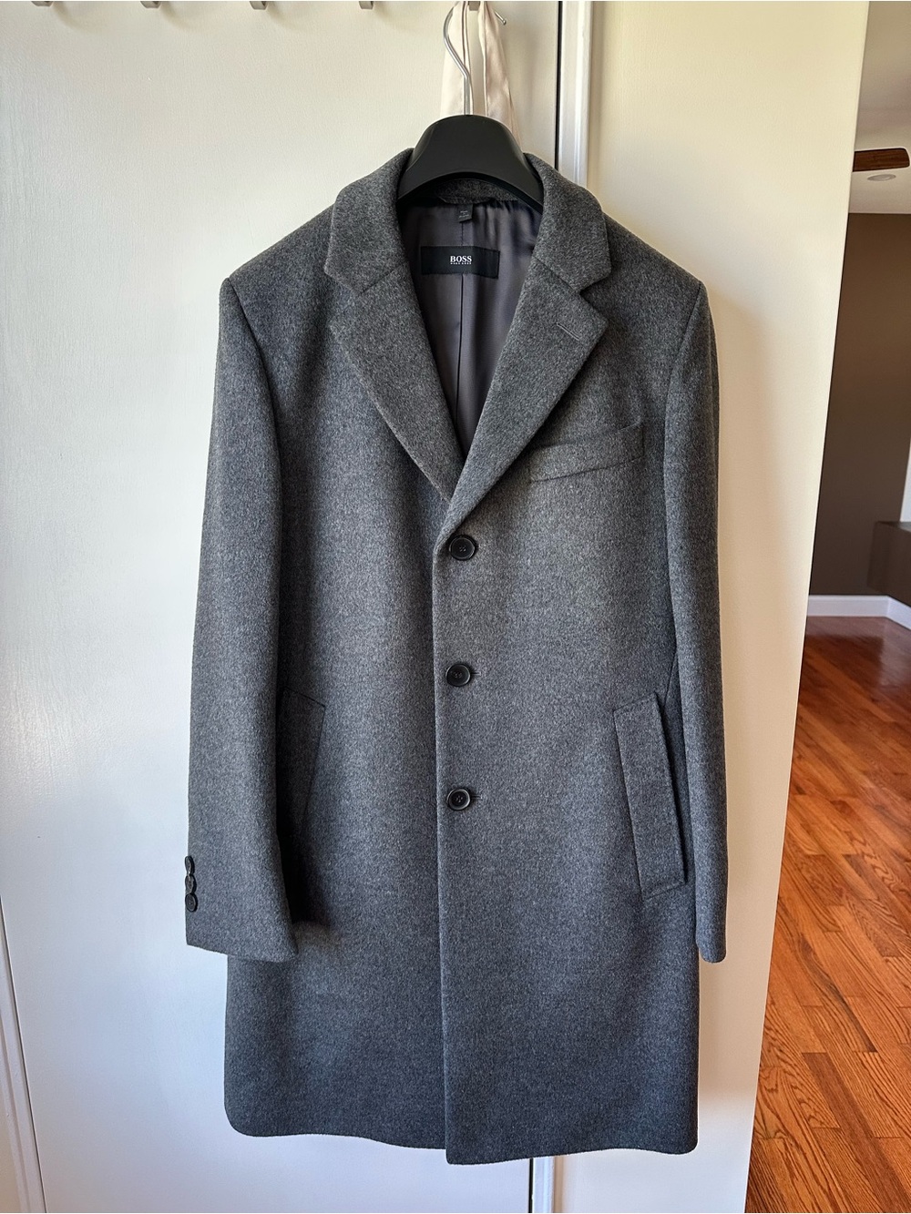 Hugo Boss Charcoal Gray Men's Wool Pea Coat